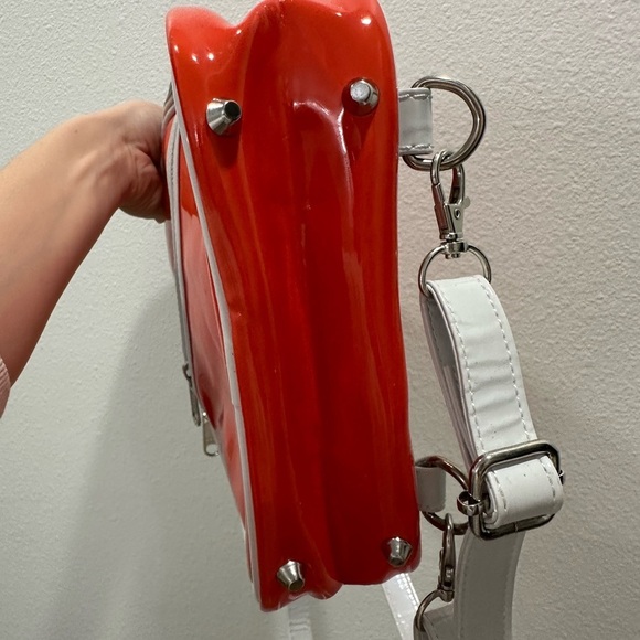 Teddy Fresh Glossy Orange and White mini Backpack patent pvc unique imaginative main image 10